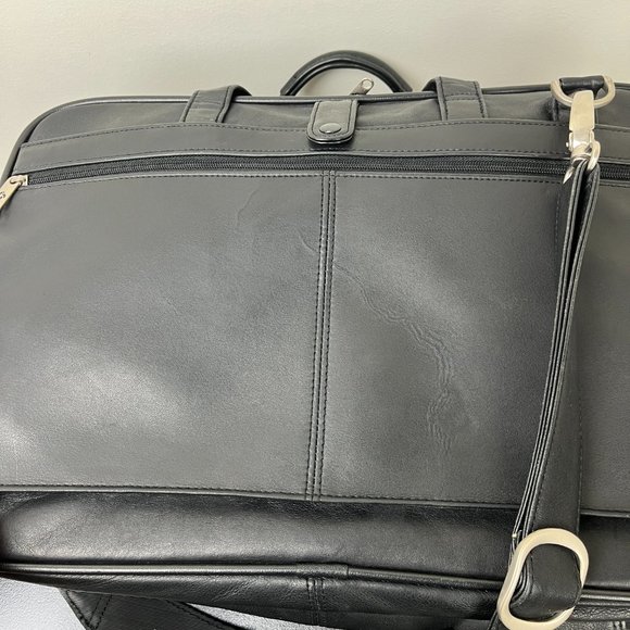 Samsonite Black Leather Laptop Portfolio Messenger Expanadble Bag - Picture 8 of 10